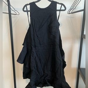 Black off shoulder ruffle dress